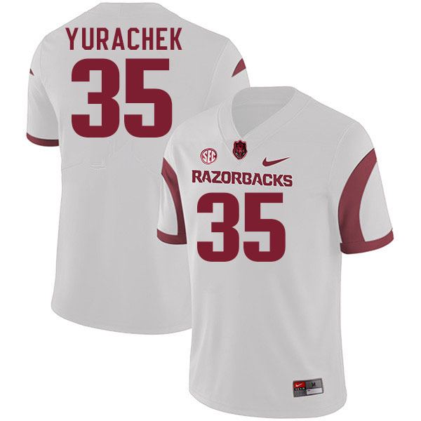 Men #35 Brooks Yurachek Arkansas Razorbacks College Football Jerseys Stitched-White